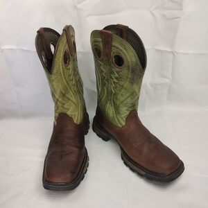 SOLD! Durango DDB0177 Men's Brown & Green Maverick XP Sq Toe WorkBoot SZ 7